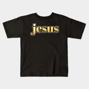 Shiny black and Gold JESUS word ver12 Kids T-Shirt